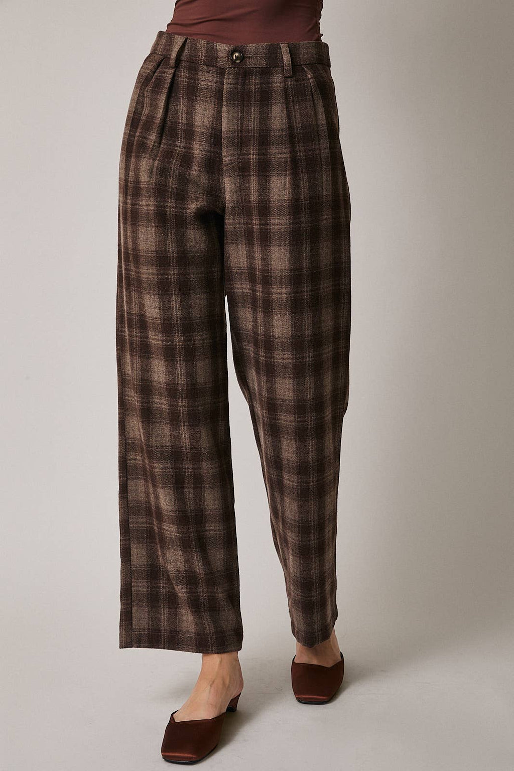 WOOL PLAID PANTS