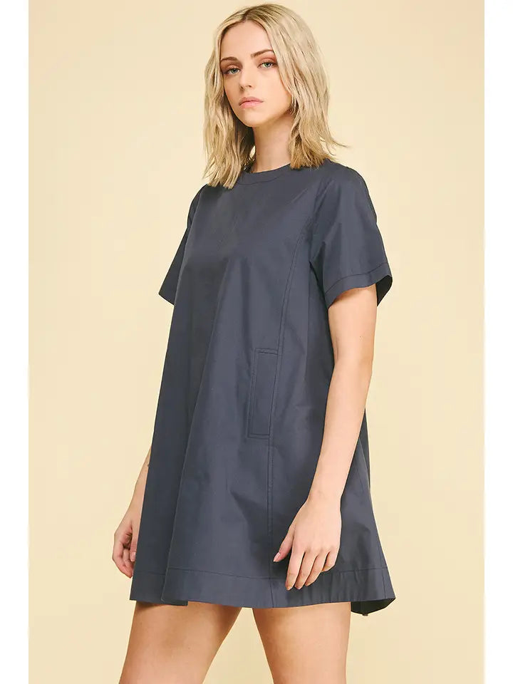 Tunic Mini Dress with Tucked Detail At Back