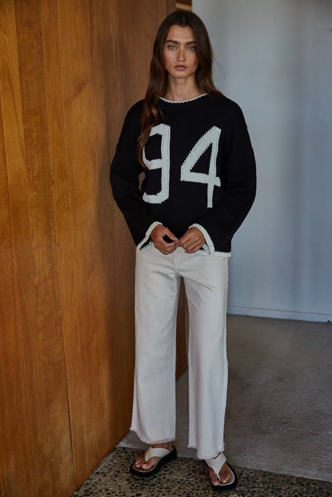 Knit Sweater Cotton Crew Neck Long Sleeve Pullover