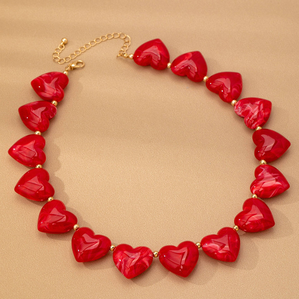 LARGE HEART SHAPE BEADED NECKLACE | 80N92654