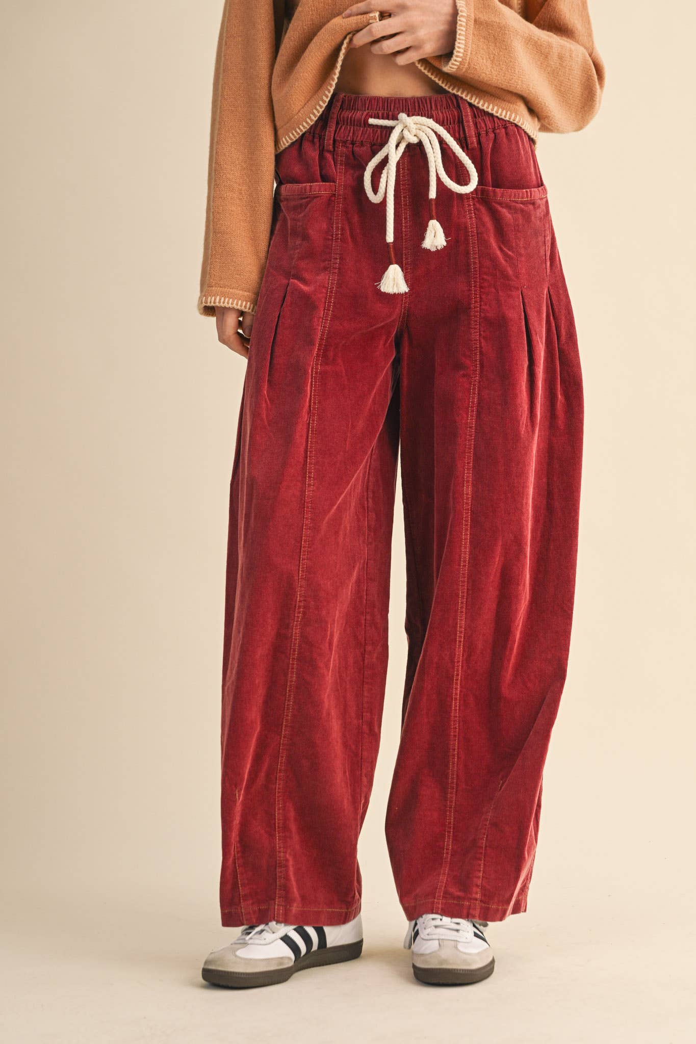 WASHED CORDUROY PLEATED BARREL PANTS MP4155