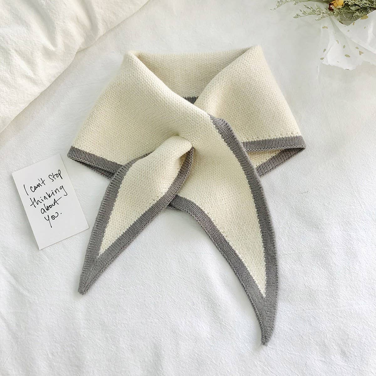 Knit Triangle Scarf for Women’s Winter Neck Wrap