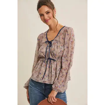 ROMANTIC FLORAL CHIFFON BLOUSE