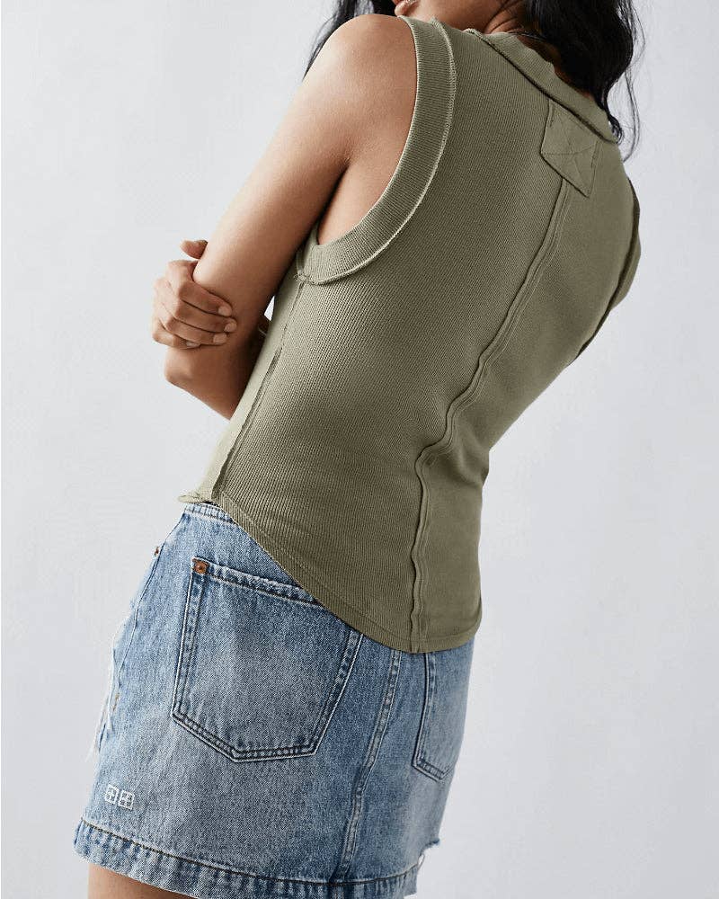 Ribbed Sleeveless Tank Top