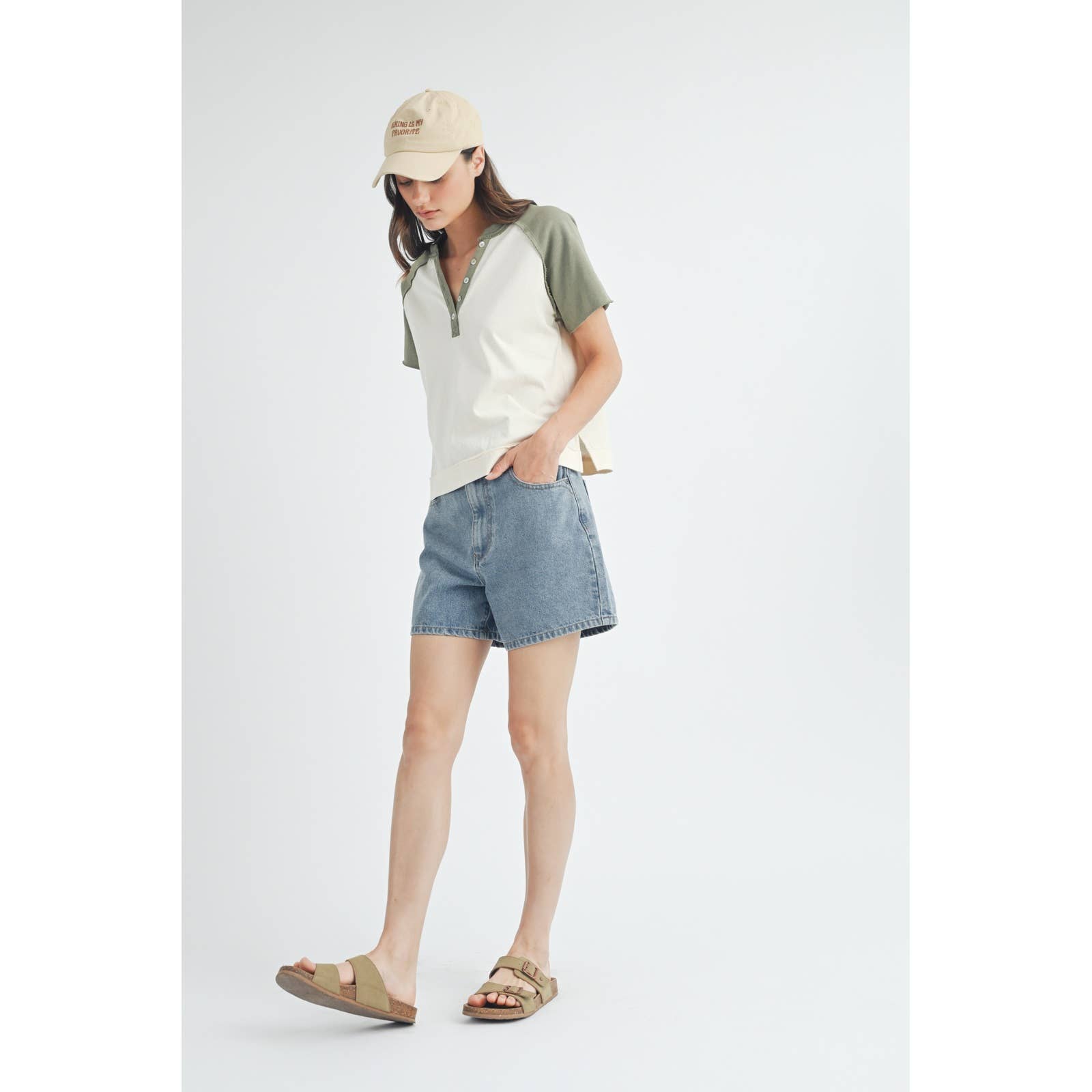 SHORT SLEEVE CONTRAST KNIT TOP / WL24-9494