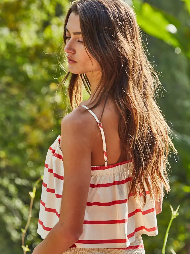 Striped Cotton Sleeveless Crop Top