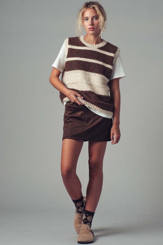 Faux Suede Mini Skirt with Inner Shorts