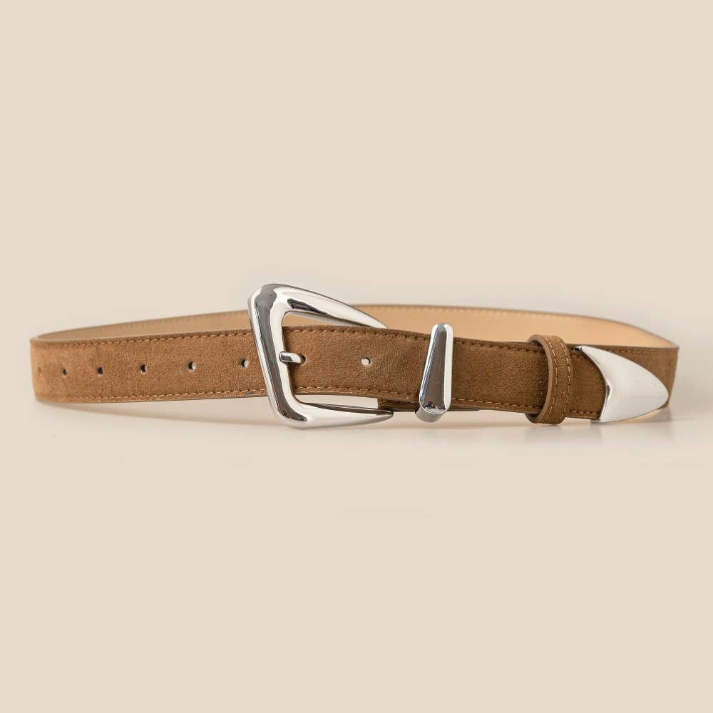 Warped Buckle Leather Belt