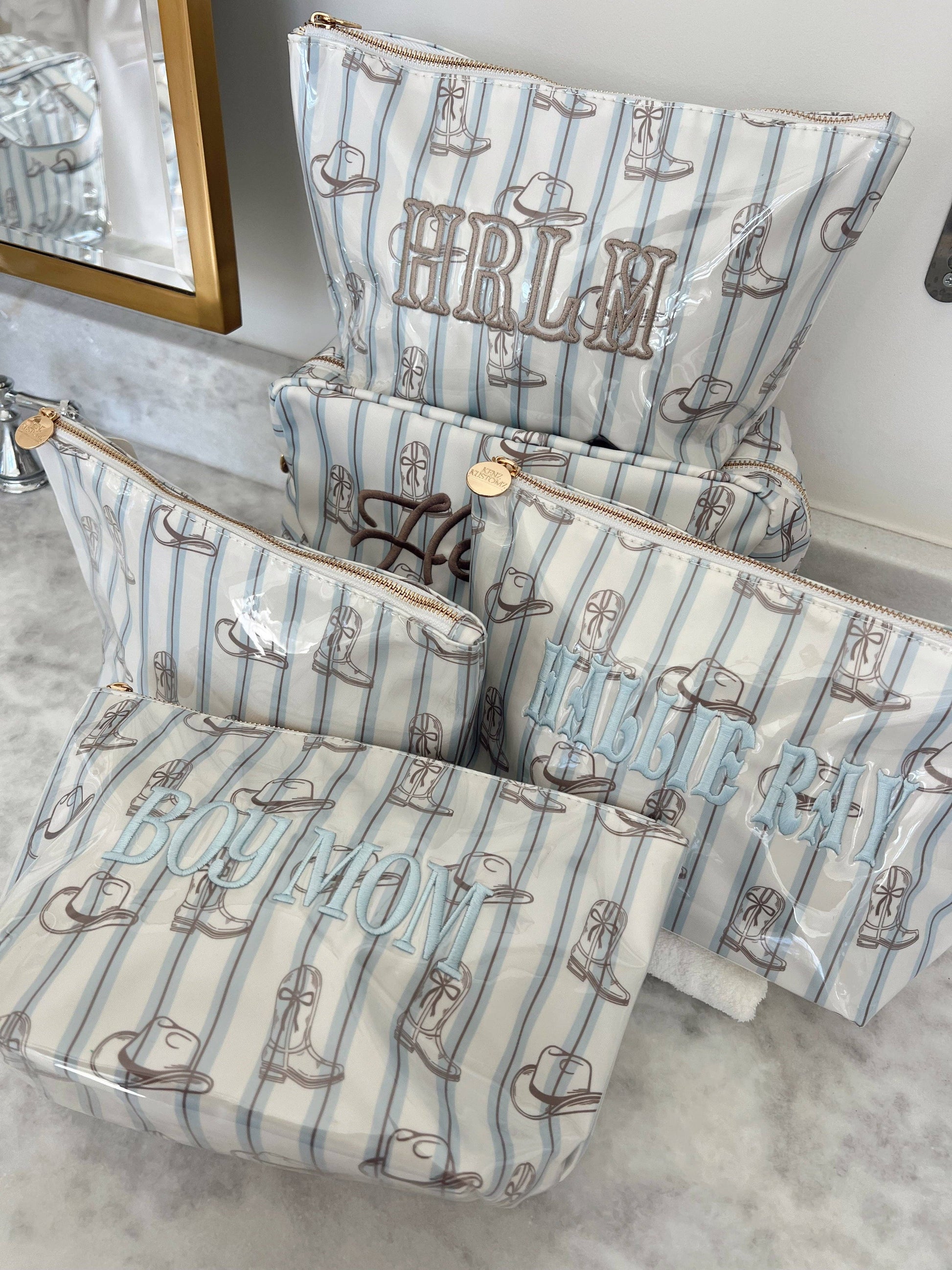 Western Blues Striped - Clear Coat Bag