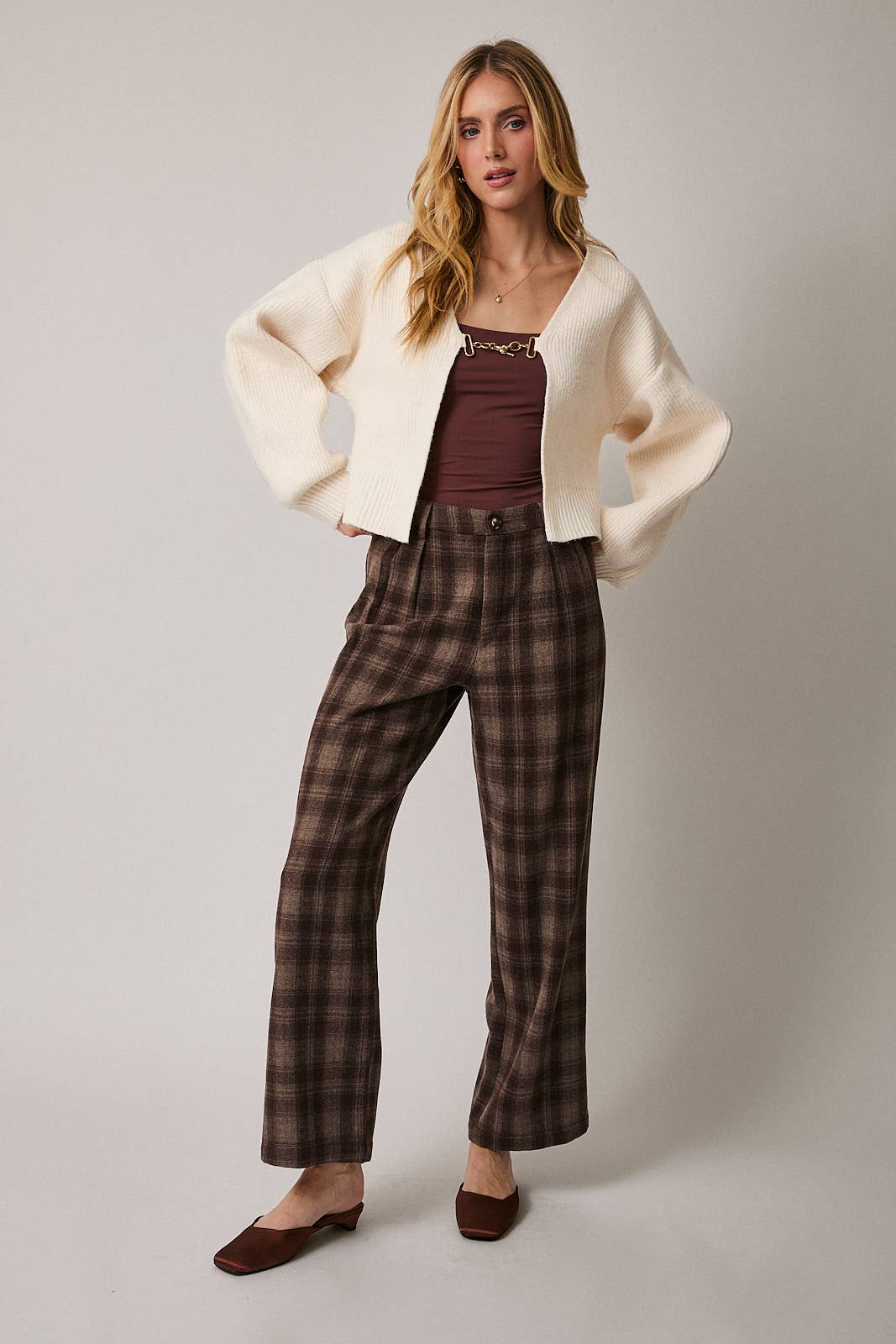 WOOL PLAID PANTS