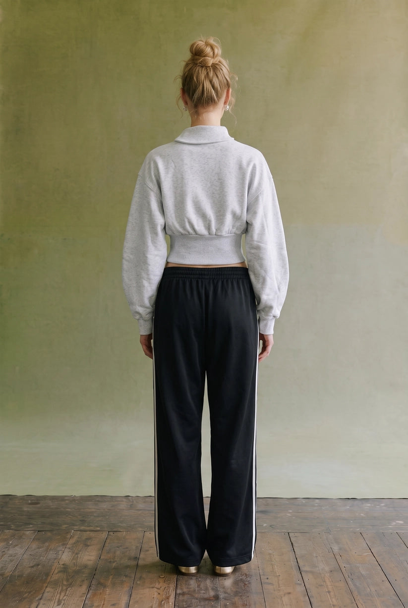Asymmetric Collar Balloon Sleeve Sweatshirt