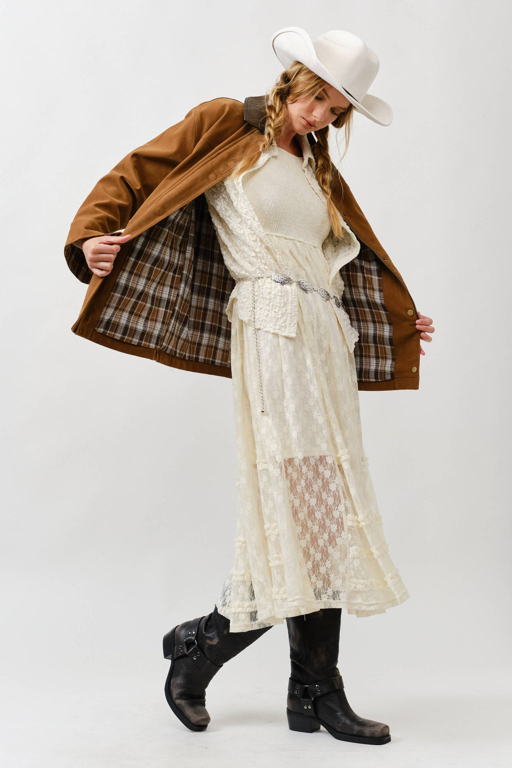 MAJ3262 SUEDE CASUAL JACKET WITH LEATHER COLLAR