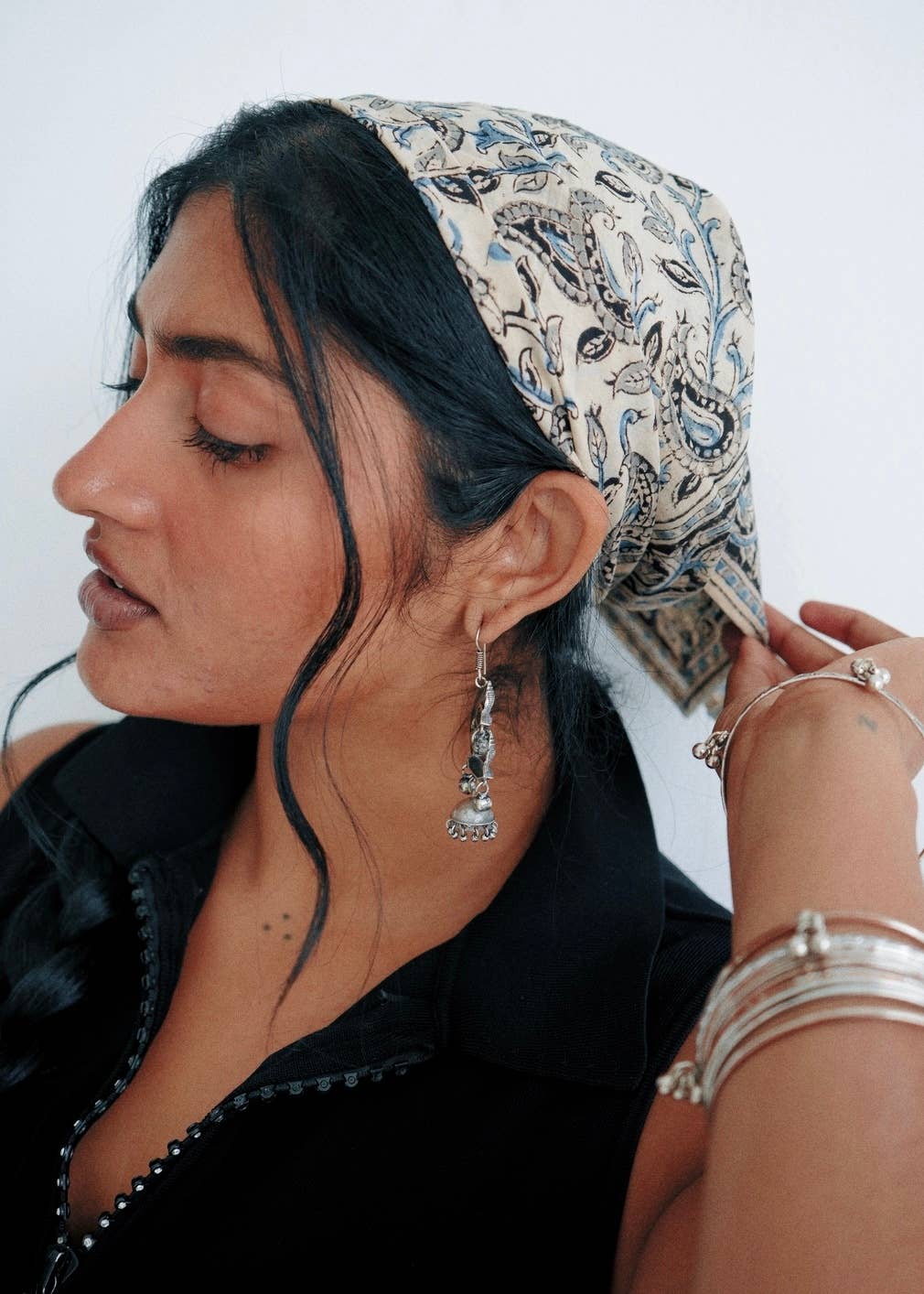 Saphire Mango Patch - Kalamkari Cotton Bandana