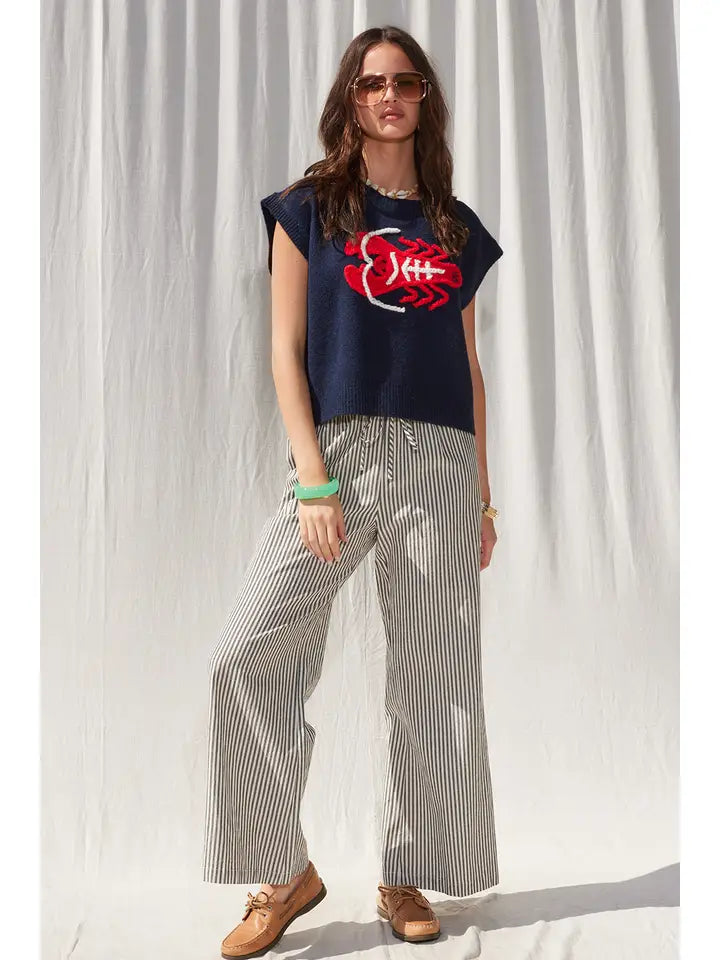 STRIPED WIDE LEG PANTS