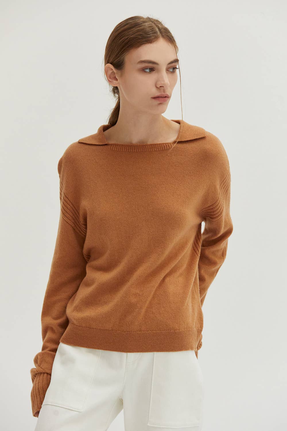 CT8877 - Maline Cashmere Softened Collared Sweater Top
