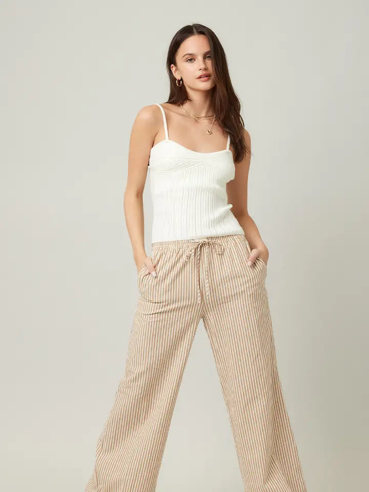 STRIPED WIDE LEG PANTS