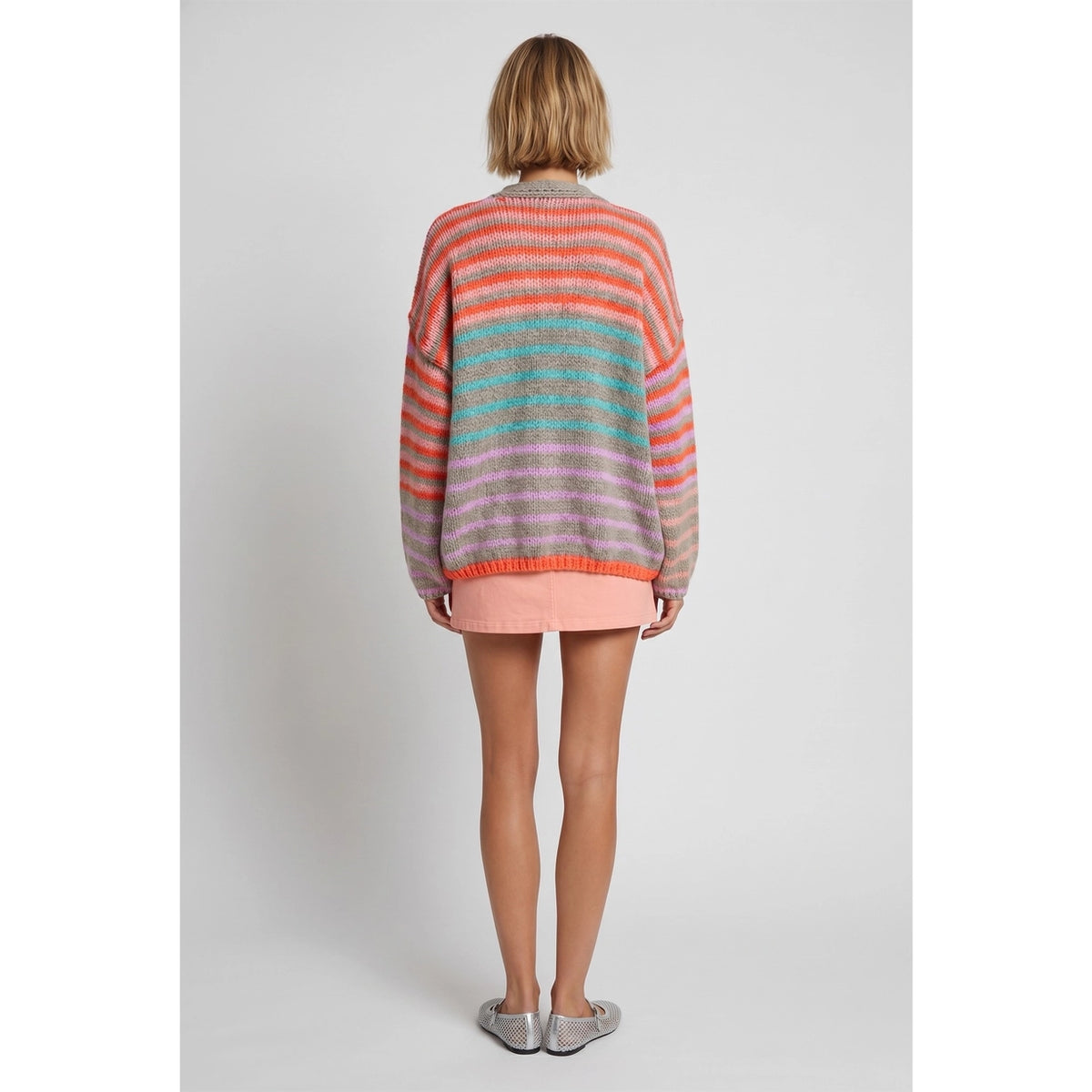 Multi Color Striped Open Cardigan