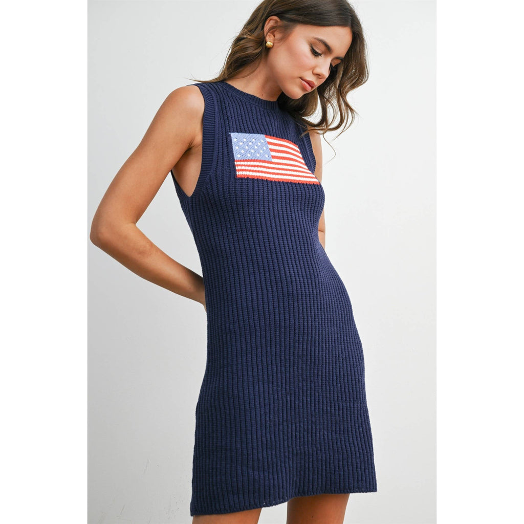 American Flag Graphic Sleeveless Knit Dress