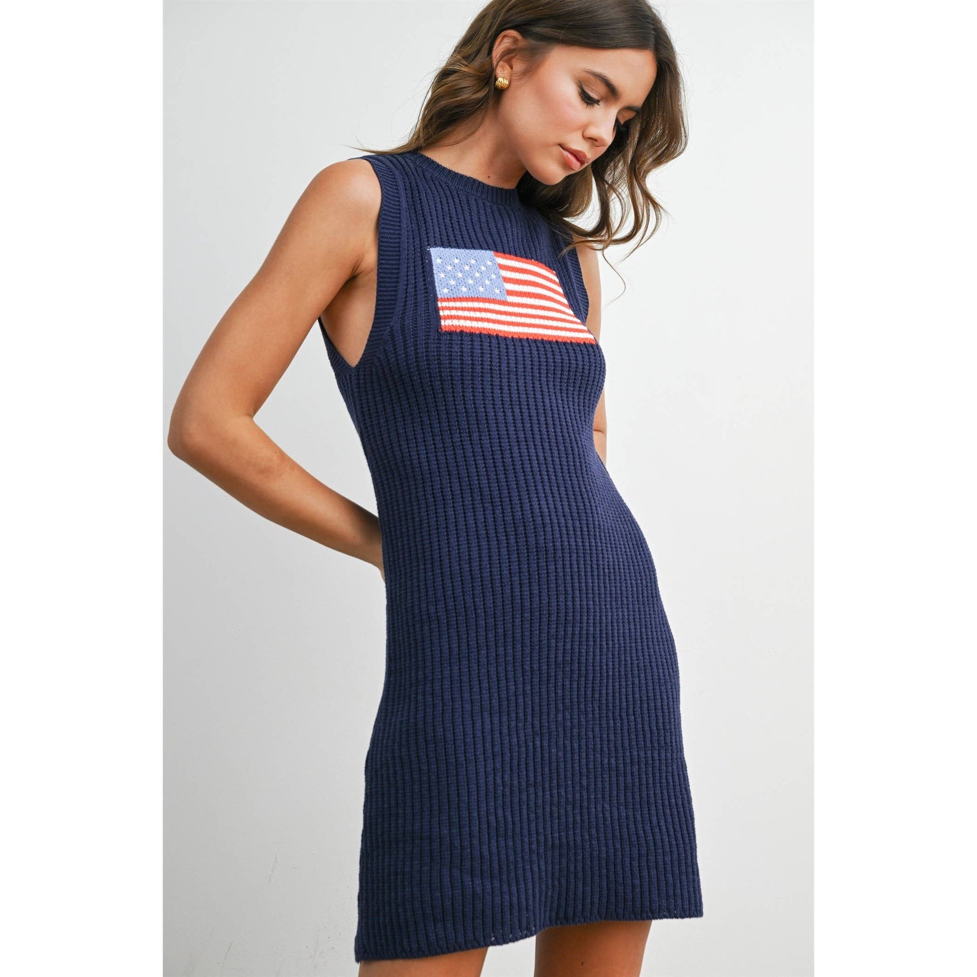 American Flag Graphic Sleeveless Knit Dress