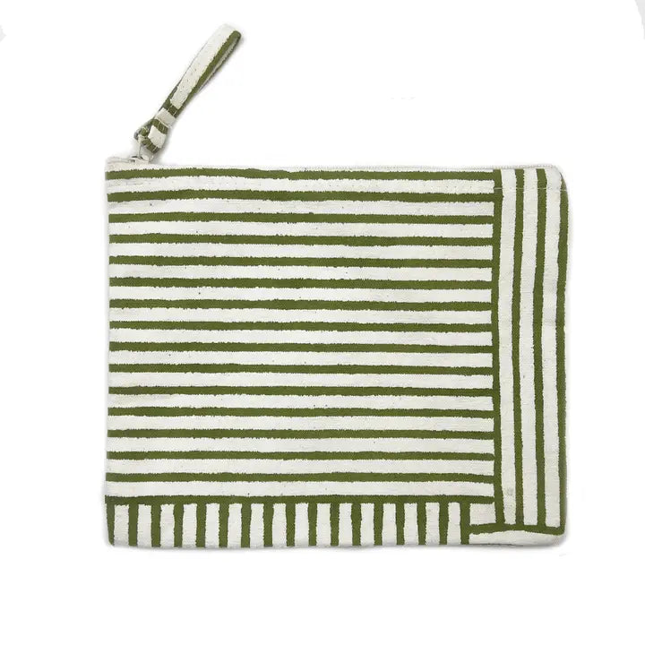Block-Printed Canvas Zipper Pouch