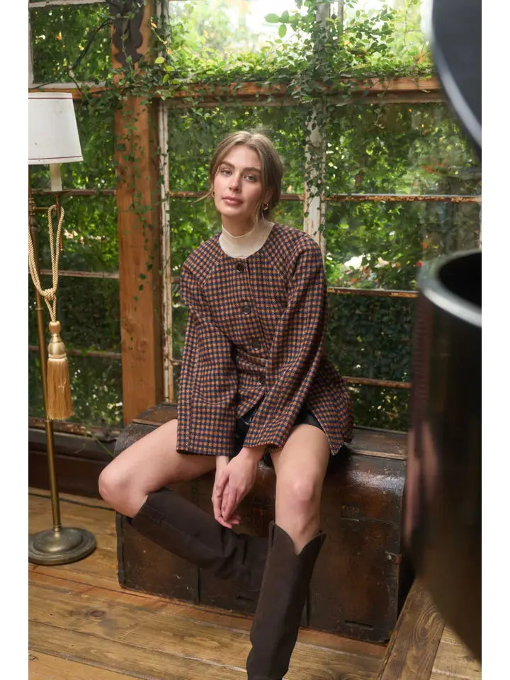 Round Neck Waist Tie Jacket