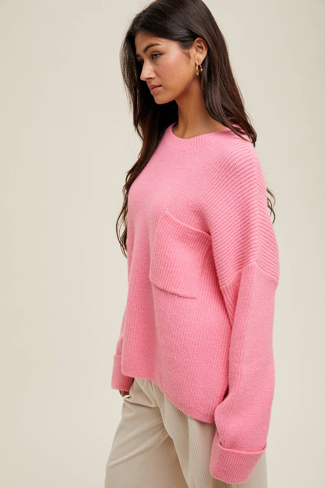 OVERSIZED DROP SHOULDER KNIT SWEATER