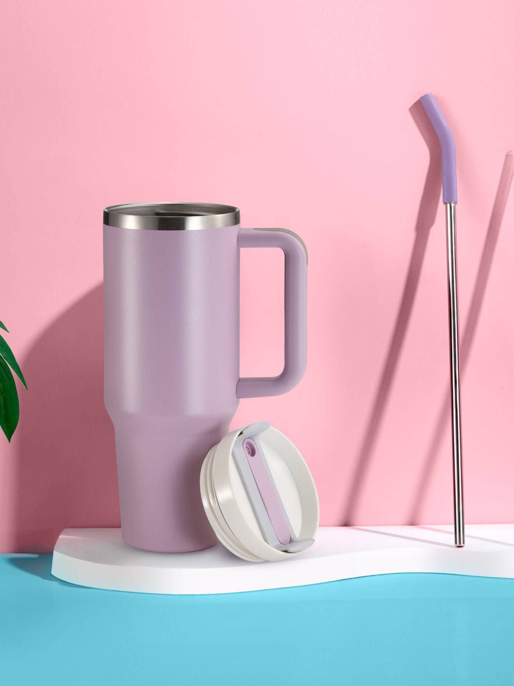 Kook Stainless Steel Tumbler, with Straw and Handle, 40 oz