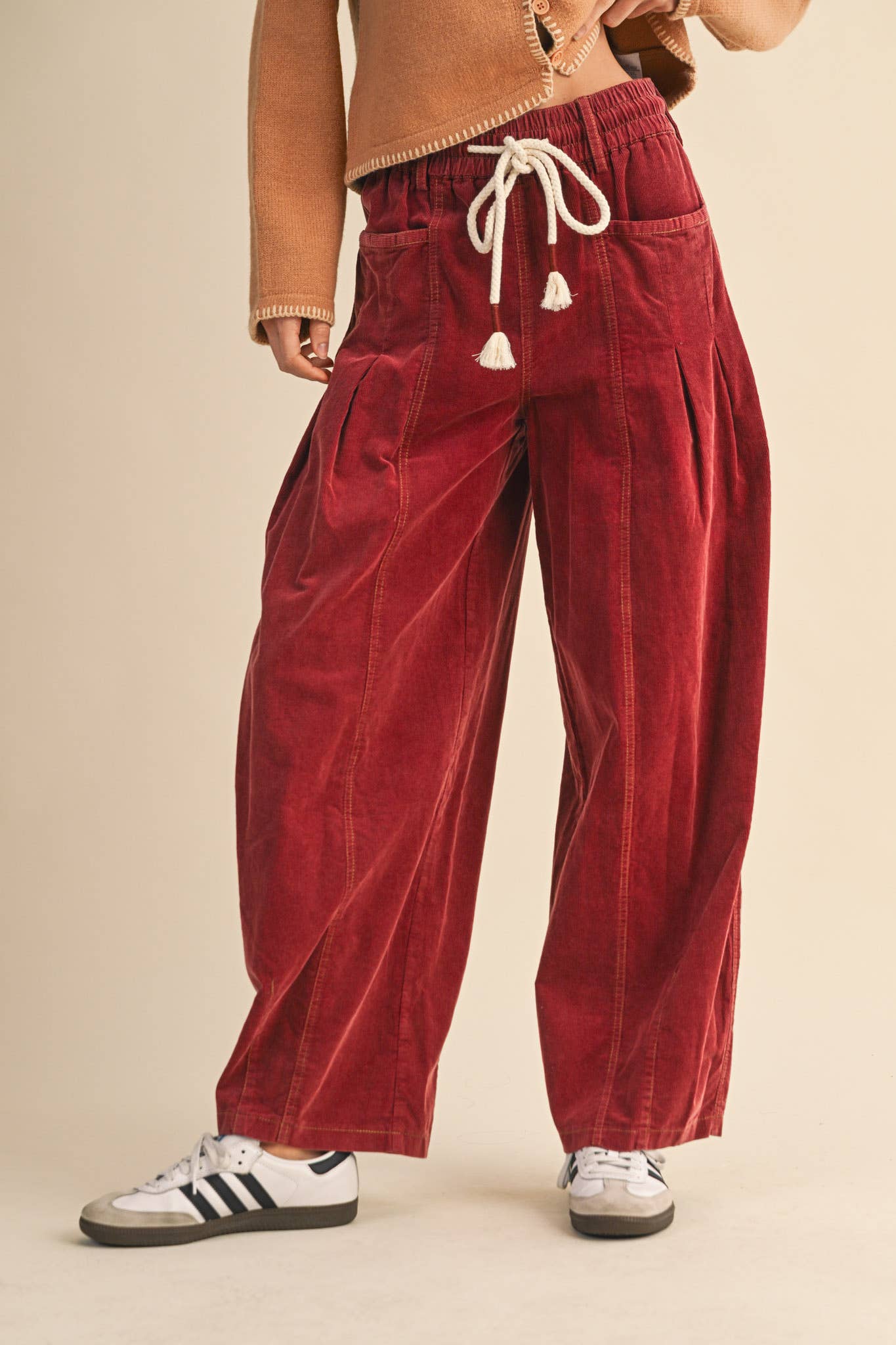 WASHED CORDUROY PLEATED BARREL PANTS MP4155