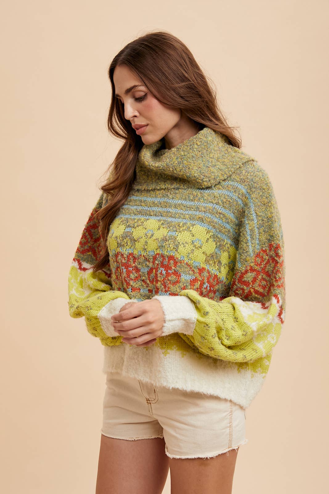 MULTI COLORED KNITTED TURTLENECK