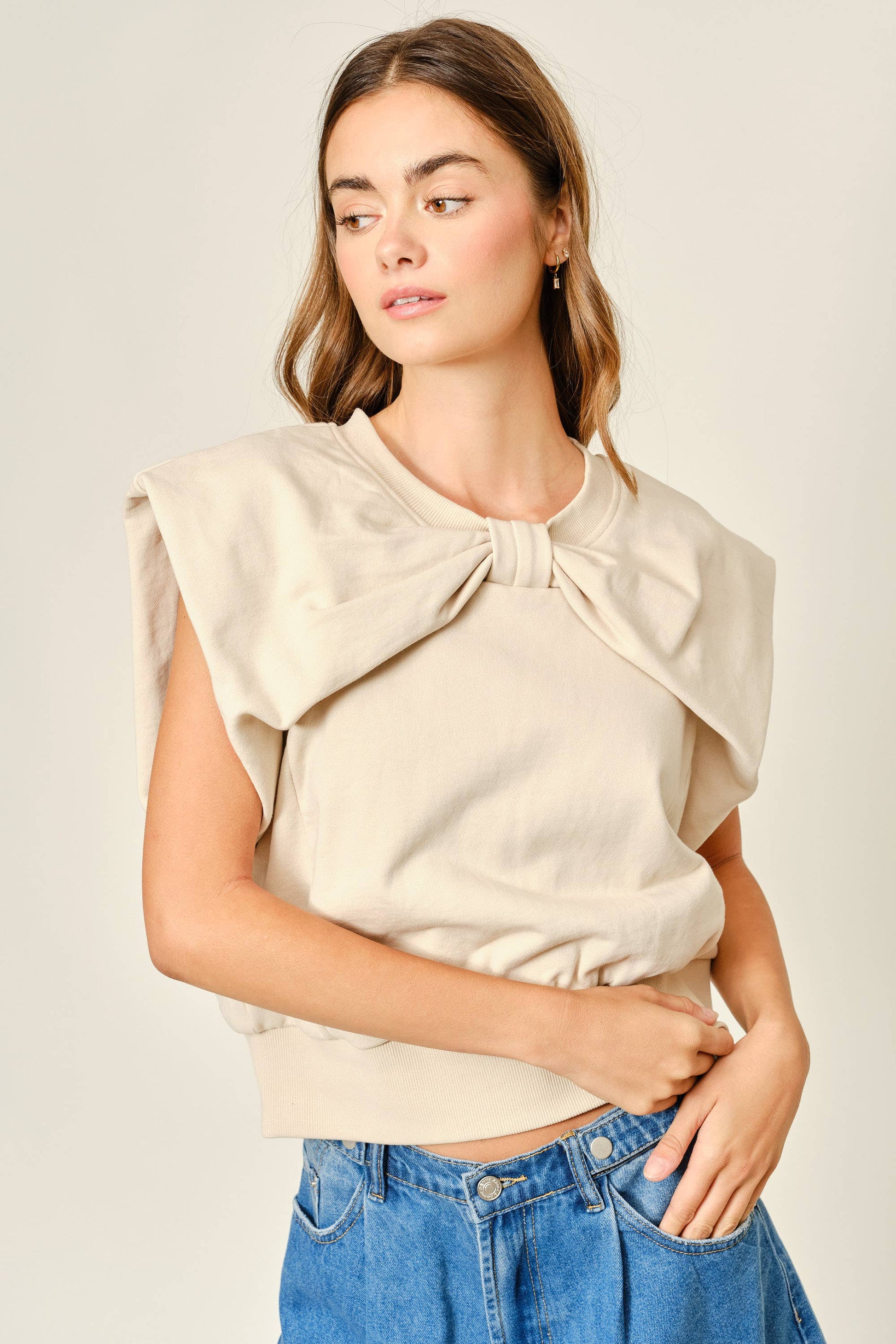 CASUAL RIBBON DETAIL SWEATSHIRT