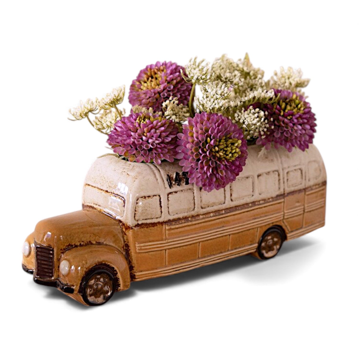 Ceramic Yellow School Bus Planter