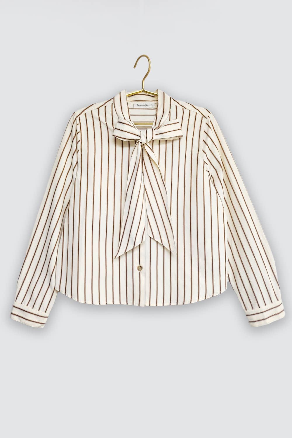 STRIPED BOW TIE SHIRT - BEIGE
