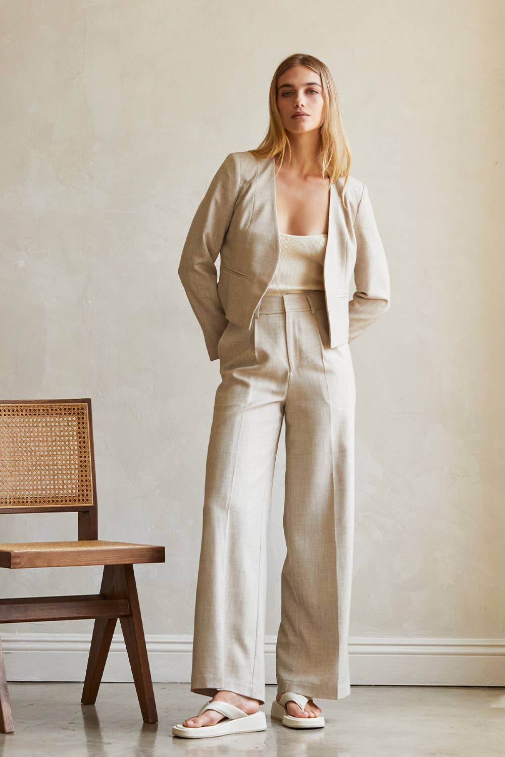 Luna Pleat Front Trouser - OATMEAL