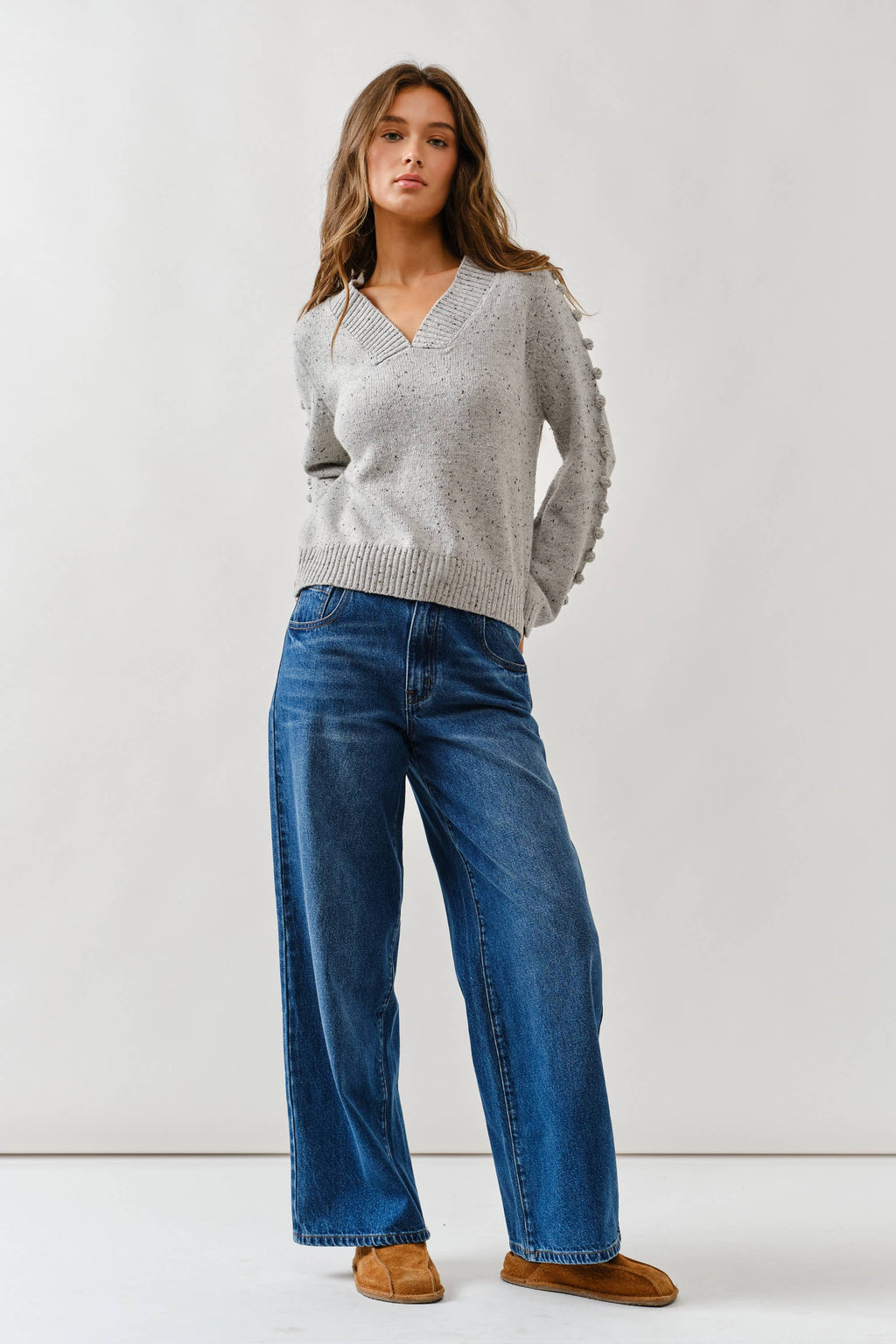 DRAWSTRING WAIST BOTTOM FLY STRAIGHT JEANS