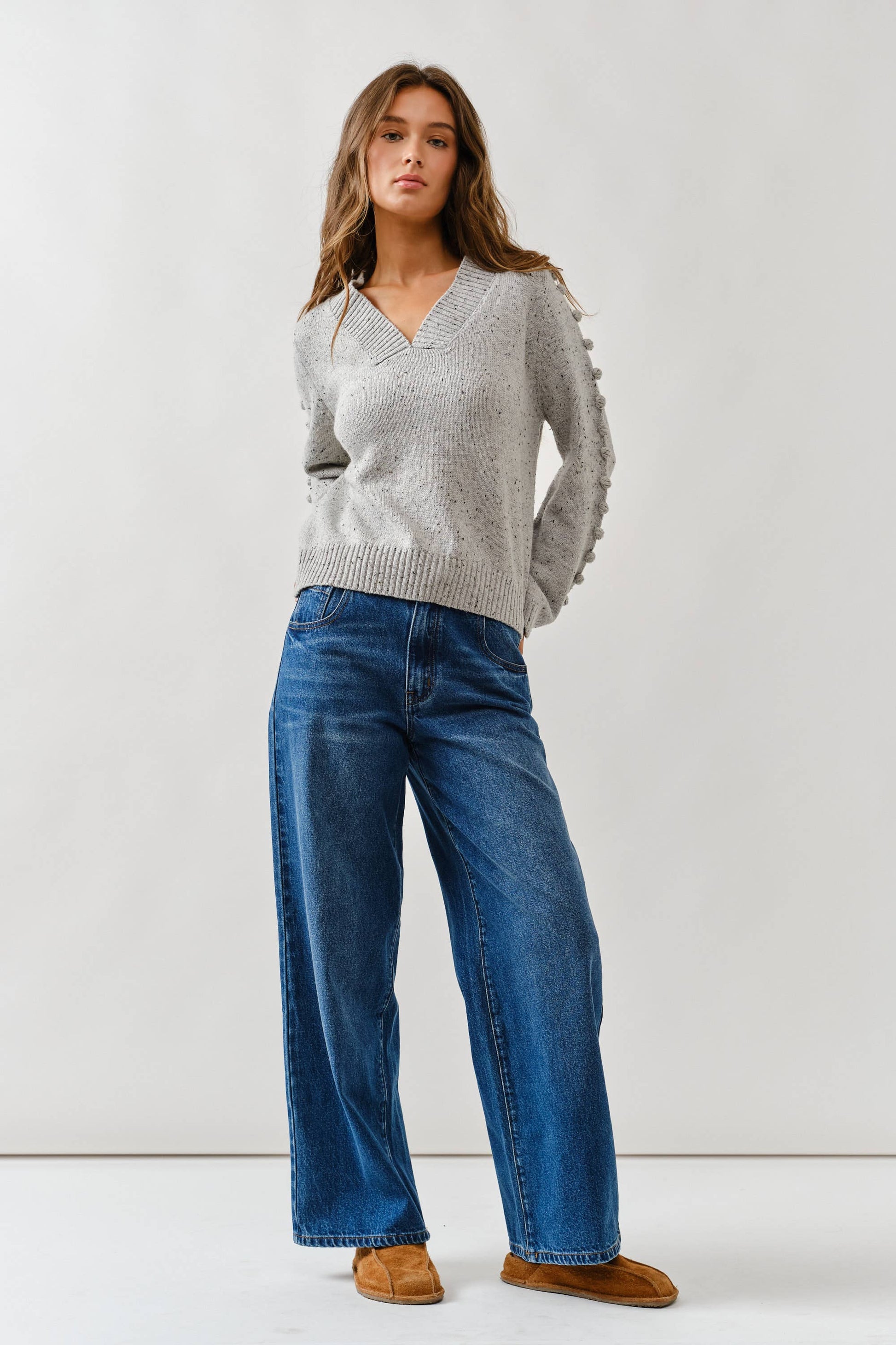 DRAWSTRING WAIST BOTTOM FLY STRAIGHT JEANS