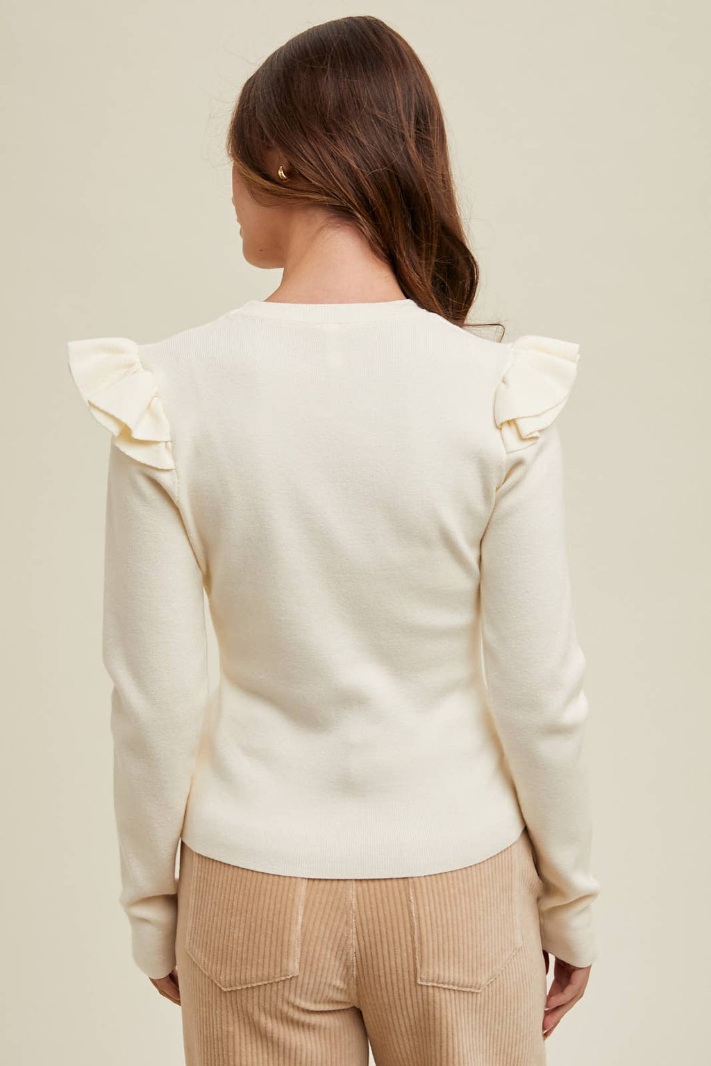 RUFFLE SLEEVE DETAIL SWEATER
