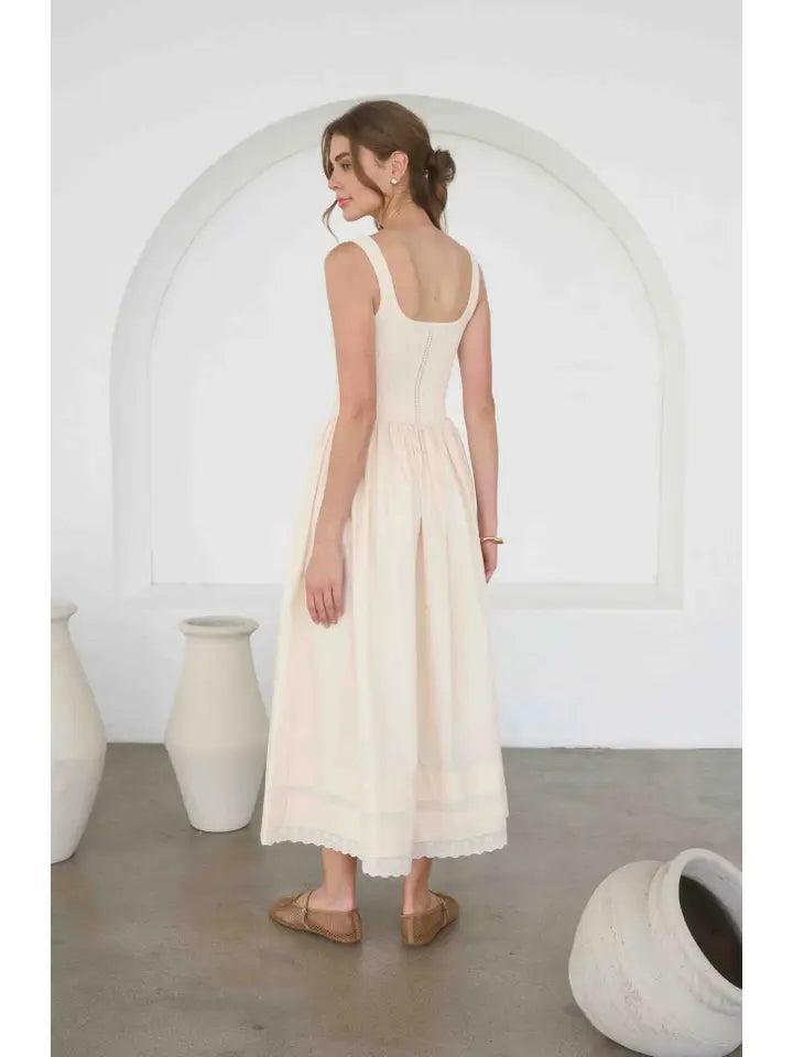 Pointelle Knit Mixed Media Dress