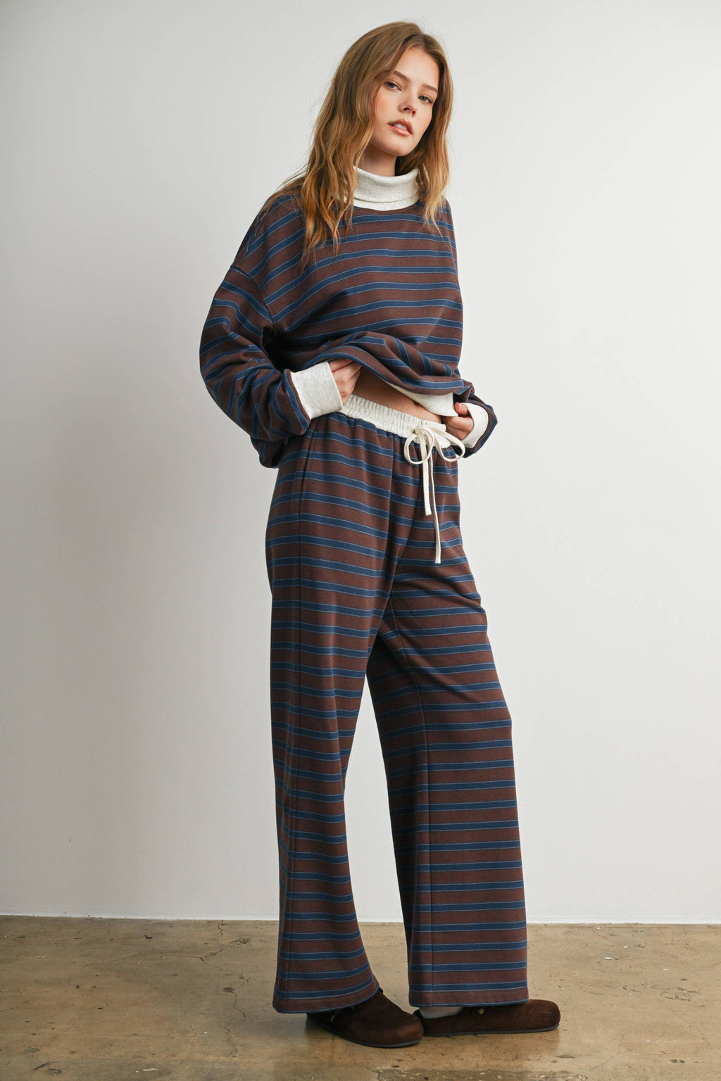 Striped Turtleneck Sweatshirt