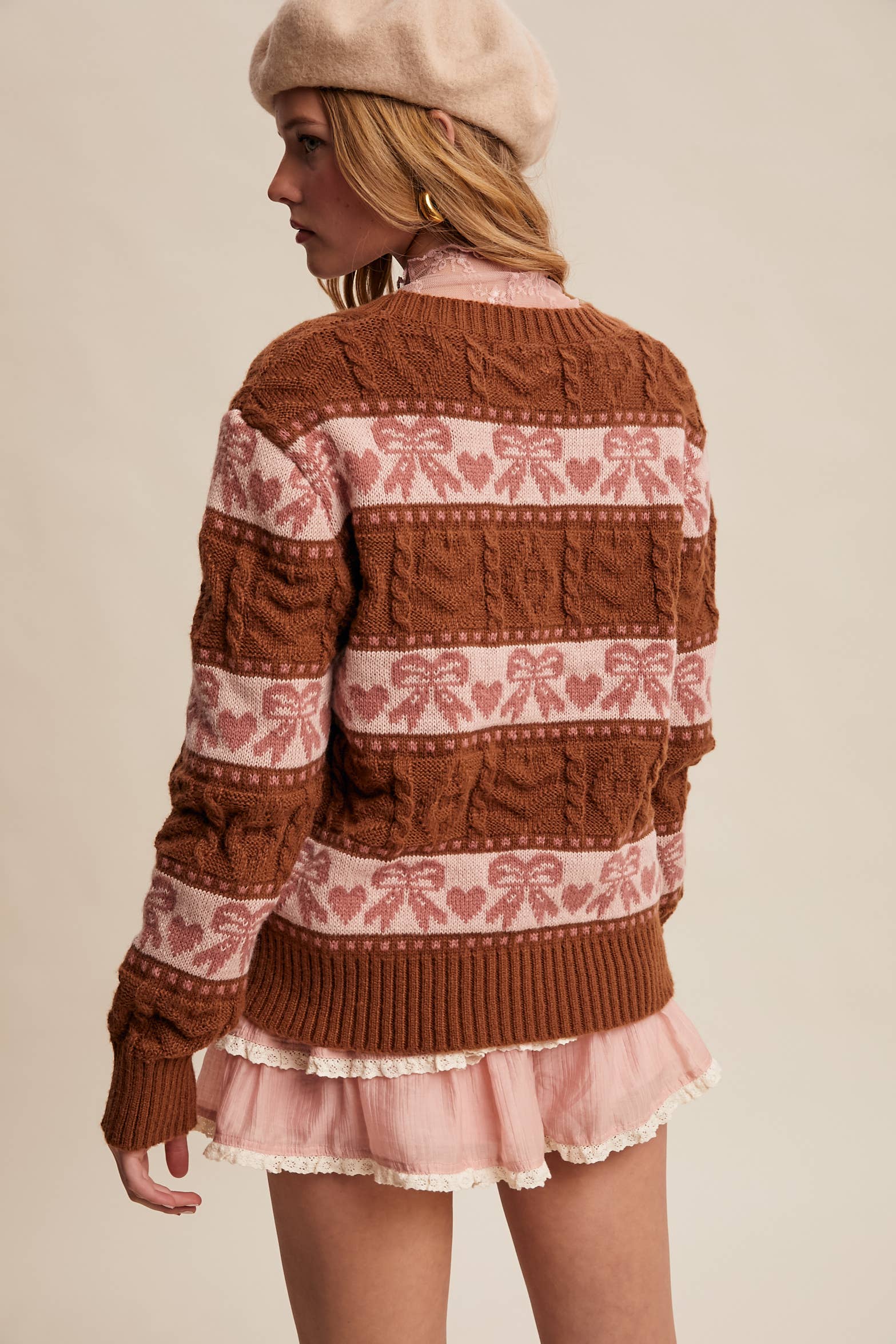 Bow & Heart Knit Pullover LSW1017