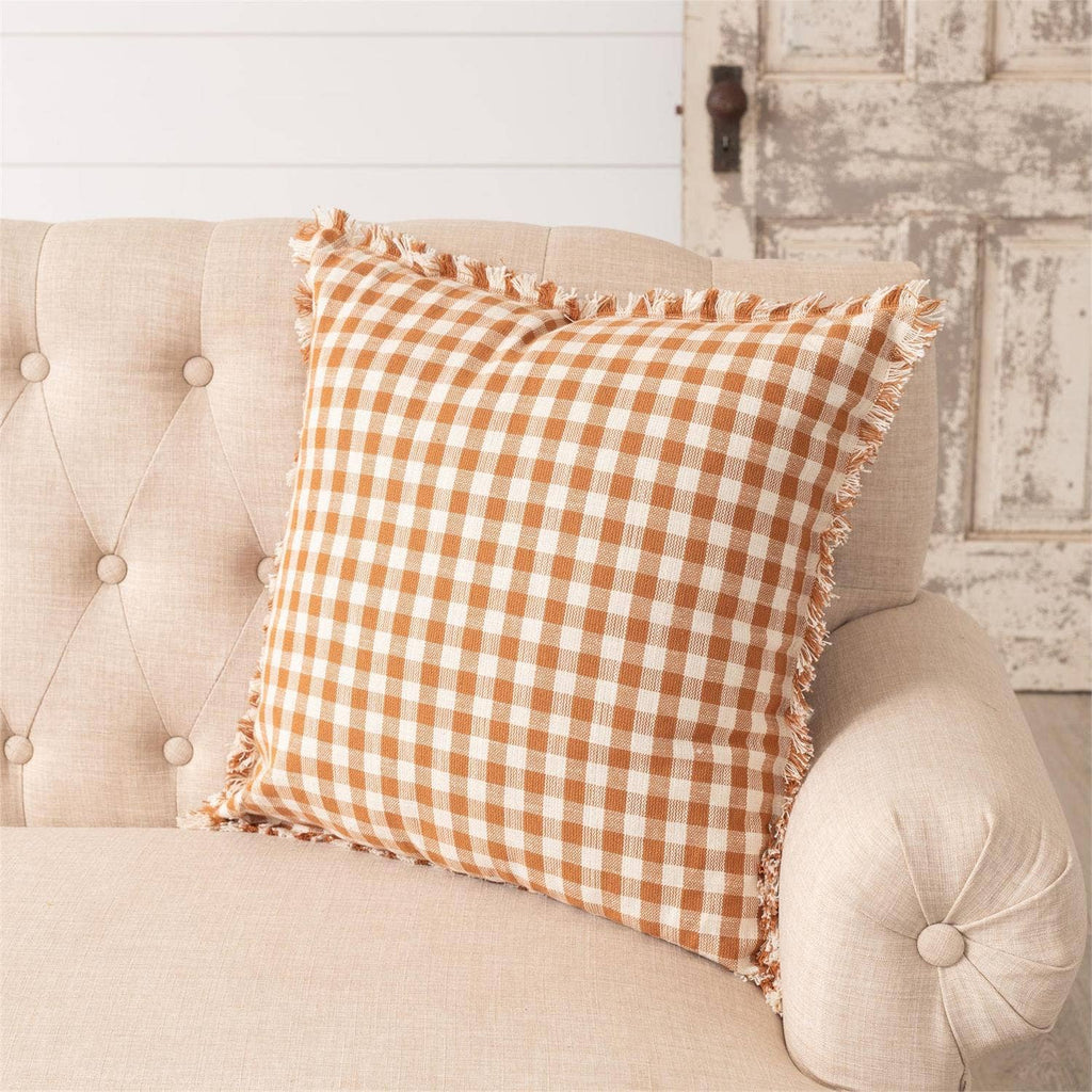 Pillow - Rust and Cream Check
