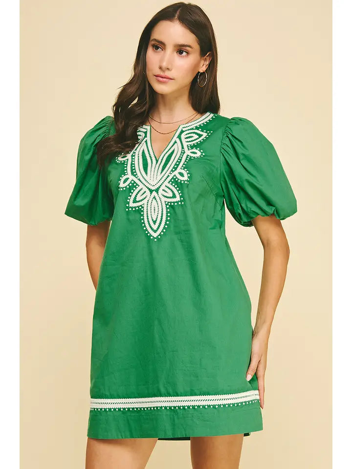 Embroidered Detail Mini Dress