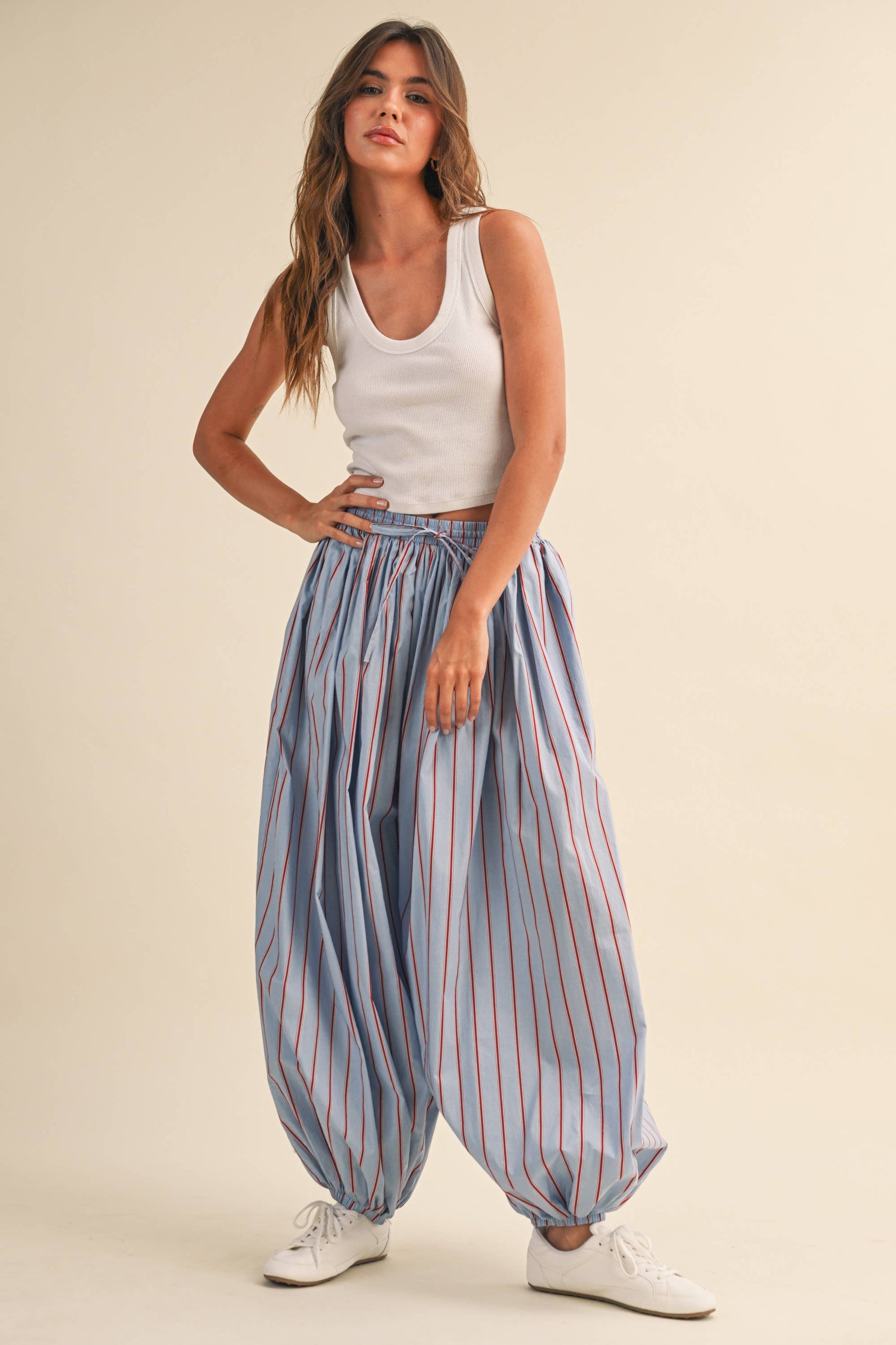 STRIPED BALLOON PANTS