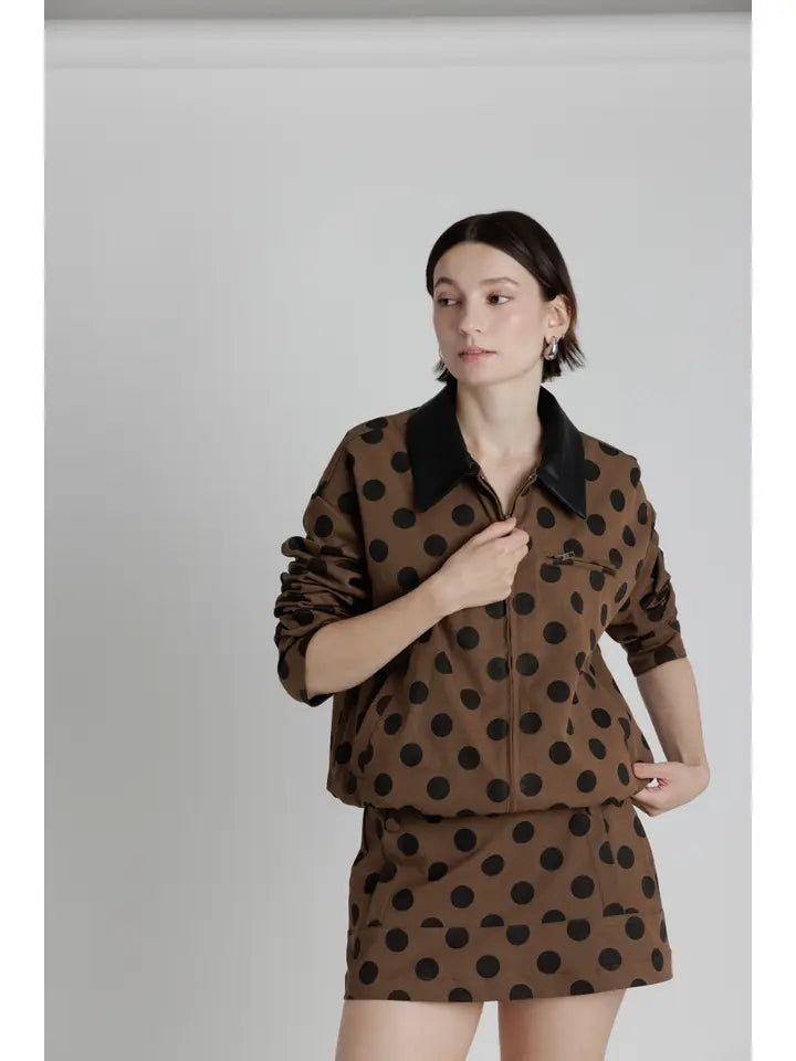 Polka Dot Twill Contrast Jacket