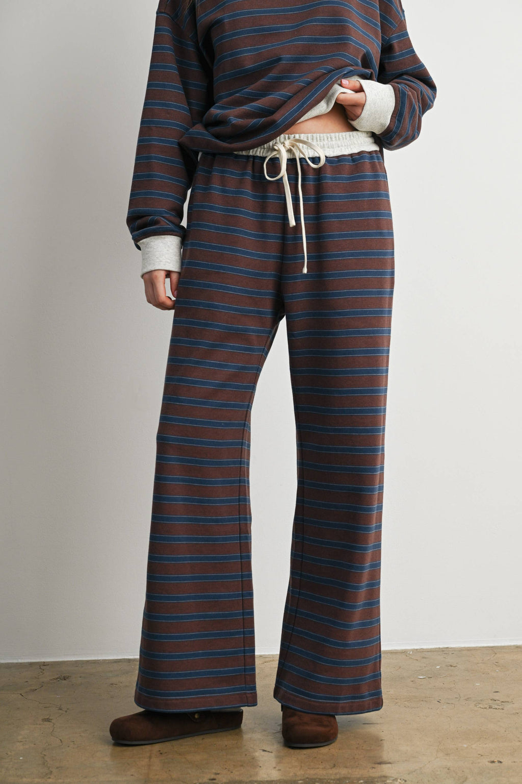 Stripe Wide Leg Knit Pants