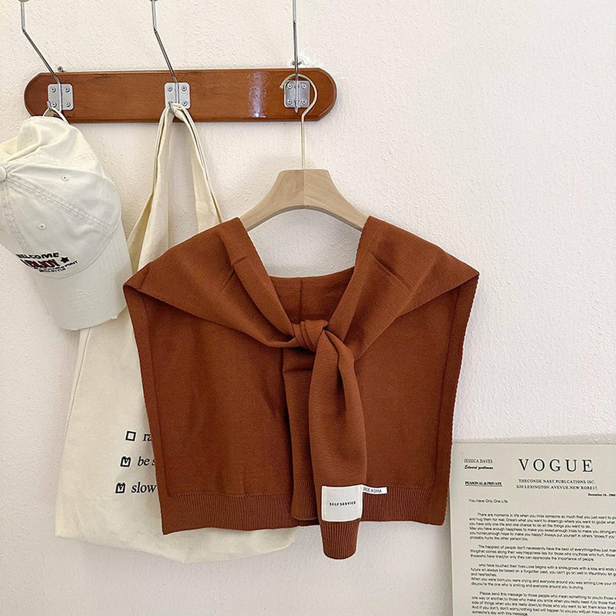 Solid Color Knitted Knotted Shawl