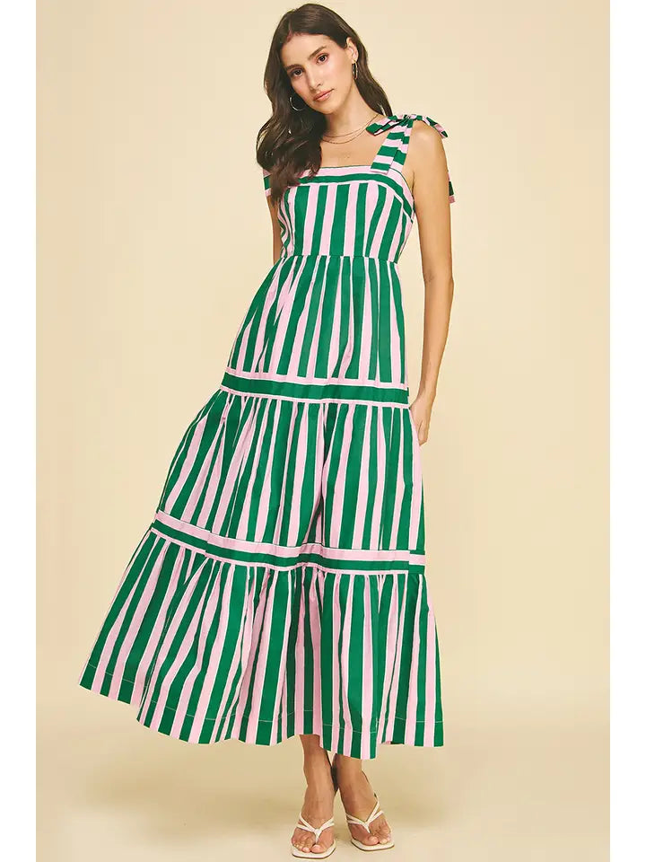 Multi Color Striped Tiered Maxi Dress