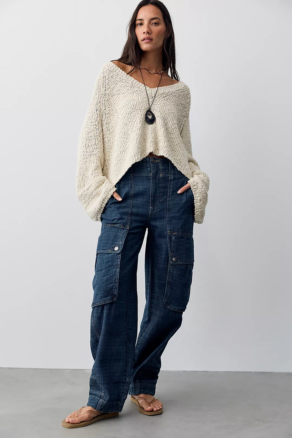 Free People Textured Cargo Jean