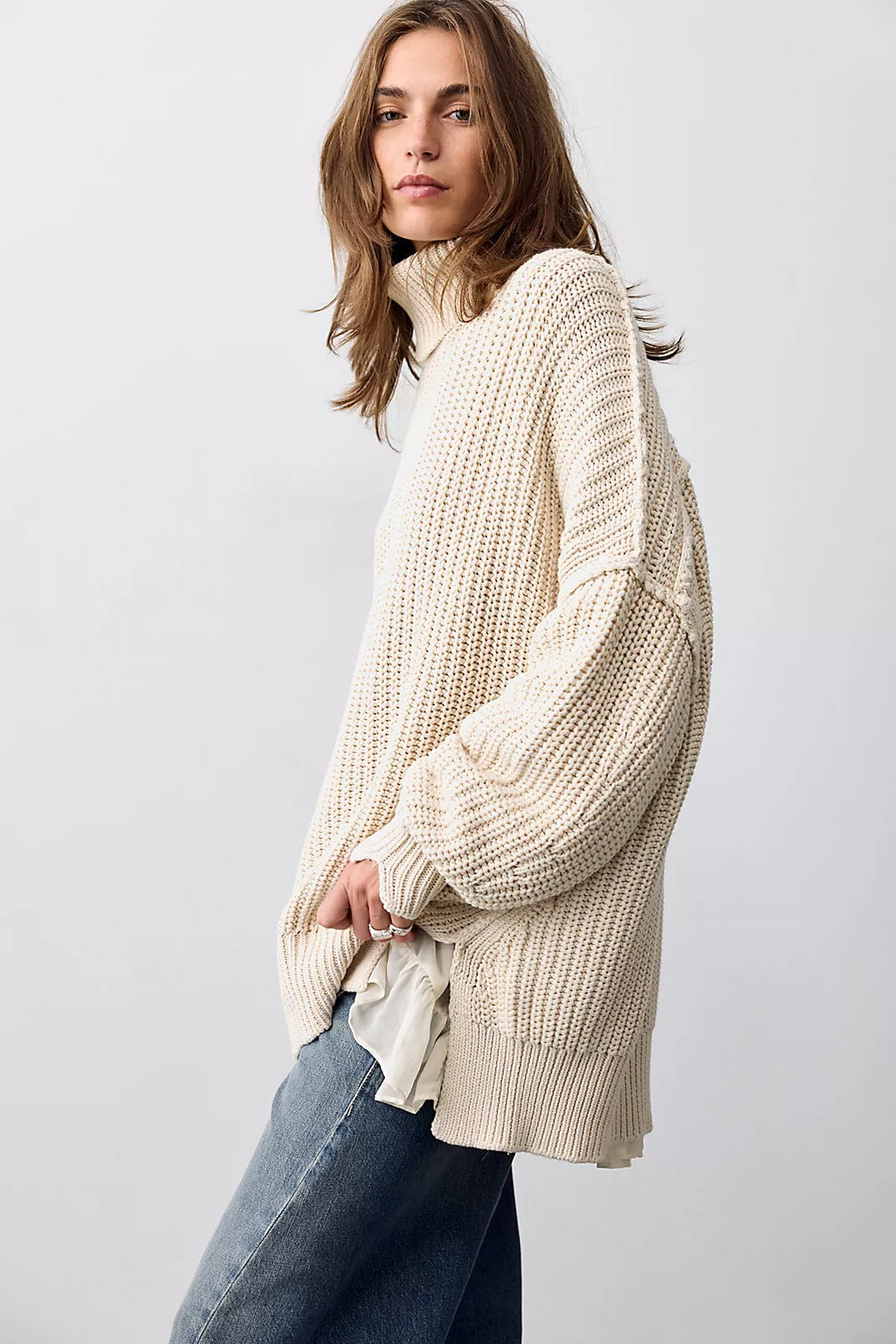 Free People Worn Thru Turtleneck Sweater
