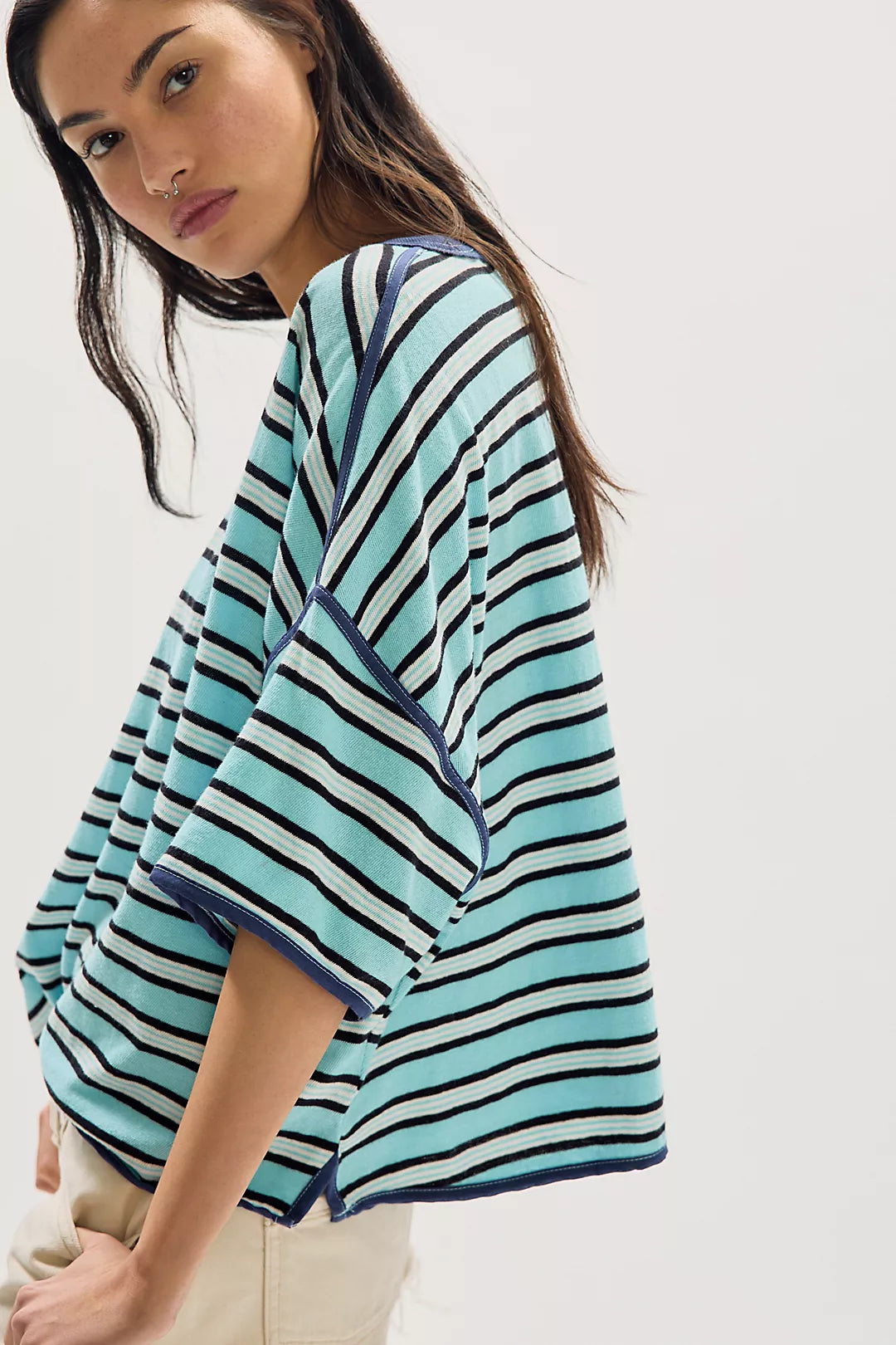 Free People We The Free Clean Rugby Tee - Striped Cropped T-Shirt