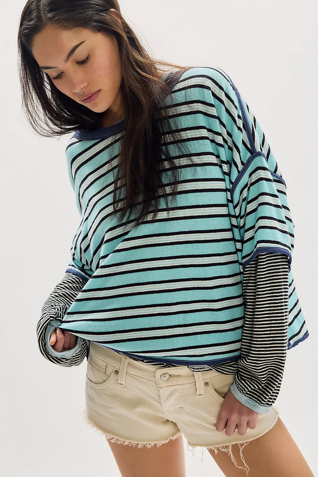 Free People We The Free Clean Rugby Tee - Striped Cropped T-Shirt